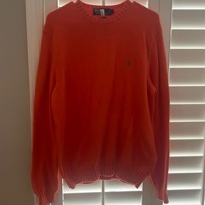 Polo, Ralph Lauren, bright, orange, long sleeve sweater, large